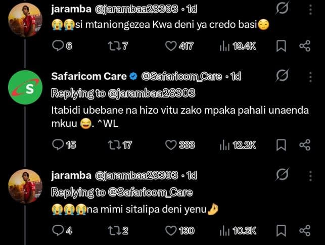 Jaramba arandlbaa28 1d si mtaniongezea kwa deni ya credo basi 127 417 ılu j9ak 9