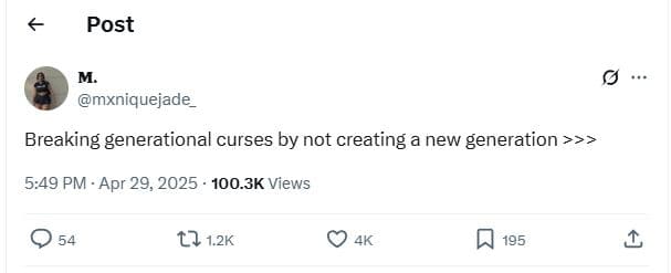 Post mxniquejade breaking generational curses by not creating a new generation 5