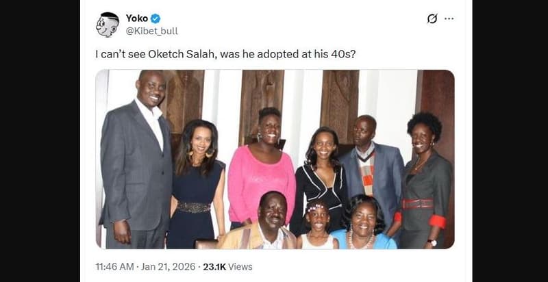 Yoko kibet_bull can't see oketch salah, was he adopted at his 405? 11.46 am jan