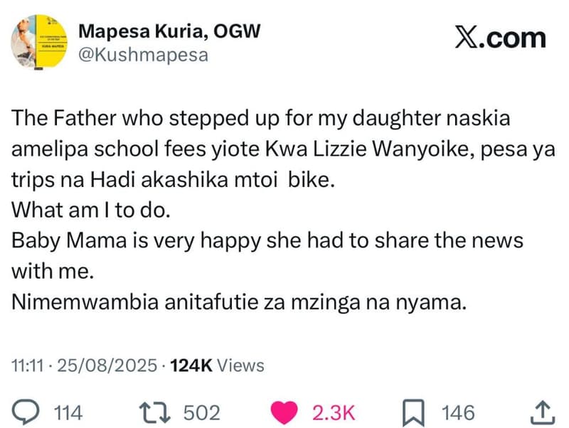 Mapesa kuria, ogw kushmapesa xcom the father who stepped up for my daughter nask