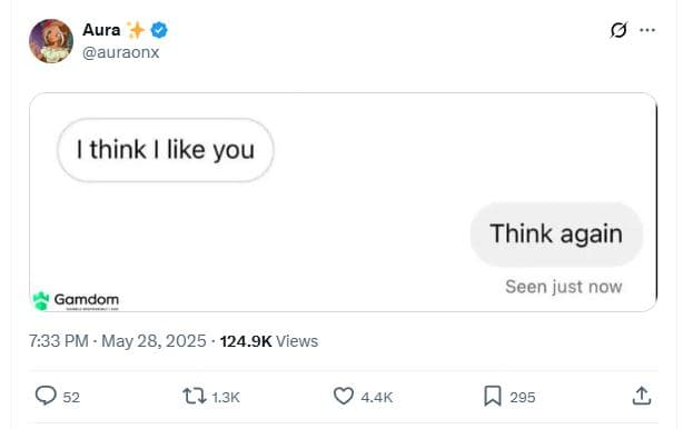 Aura auraonx think like you think again seen just now gamdom 7.33 pm may 28, 124