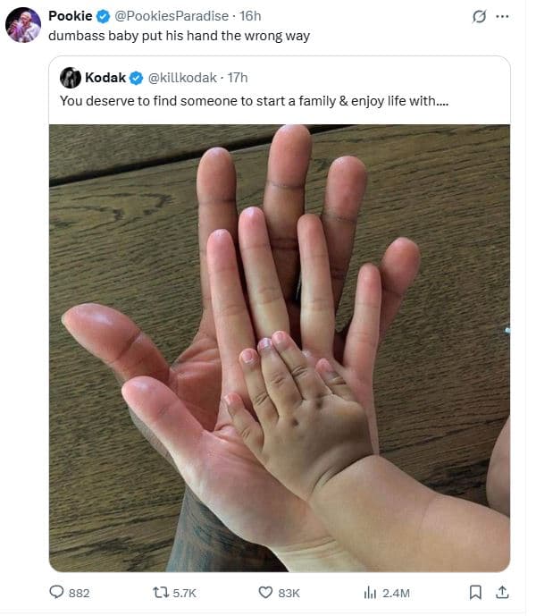 Pookie pookiesparadise 16h dumbass baby put his hand the wrong way kodak killkod