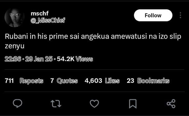 Mschf misschief follow rubani in his prime sai angekua amewatusi na izo slip zen