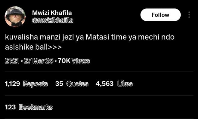 Mwizi khafila mwizikhafila follow kuvalisha manzi jezi ya matasi time ya mechi n