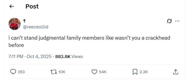 Post reeceollld can't stand judgmental family members like wasn't you a crackhea