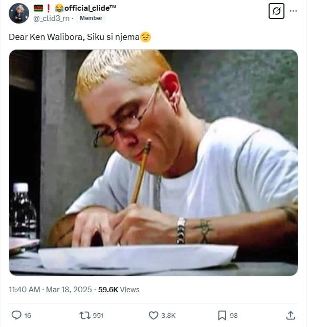 Official_clidetm _clid3_rn . member dear ken walibora siku si njema 11.40 am mar