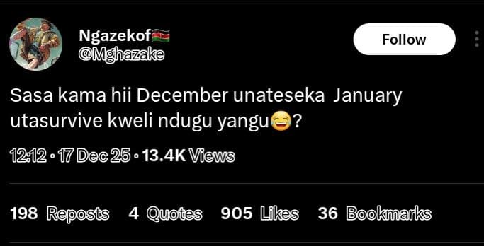 Ngazekof mghazake follow sasa kama hii december unateseka january utasurvive kwe