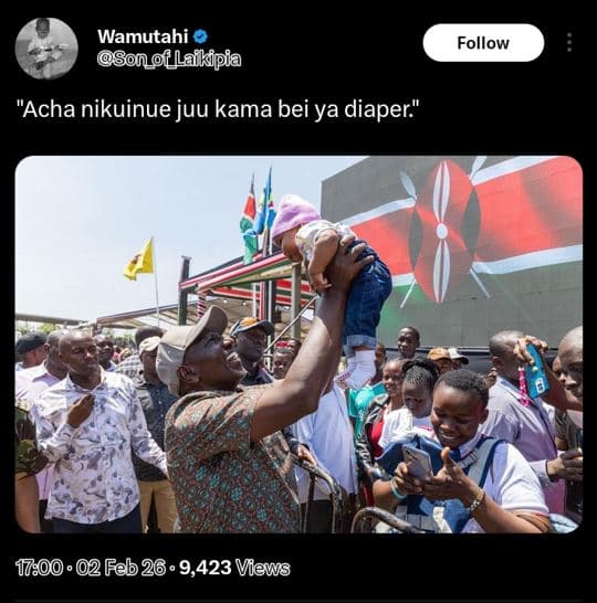 Wamutahi son_f laikipia follow acha nikuinue juu kama bei ya diaper' 1700 02 feb