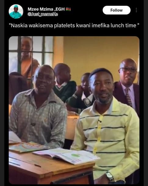 Mzee mzima,egh justmemeke follow naskia wakisema platelets kwani imefika lunch t