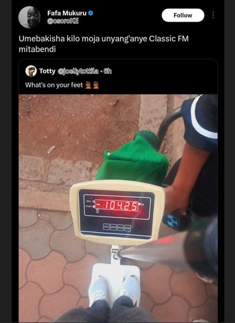 Fafa mukuru sike follow umebakisha kilo moja unyang'anye classic fm mitabendi to