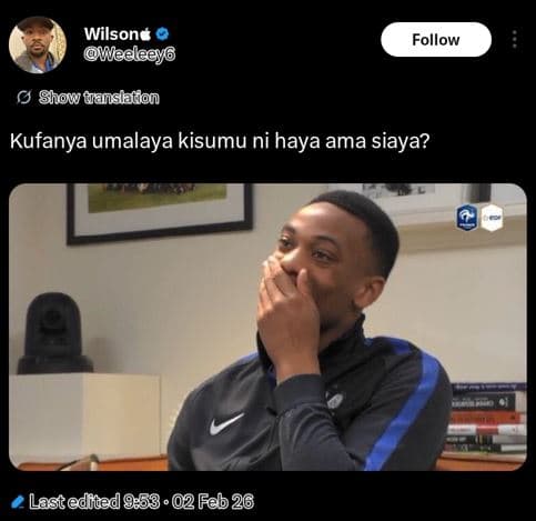 Wilsone wedleey8 follow show tanshtion kufanya umalaya kisumu ni haya ama siaya?