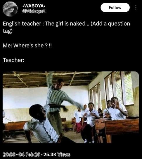 Waboya waboyae follow english teacher the girl is naked add a question tag me wh