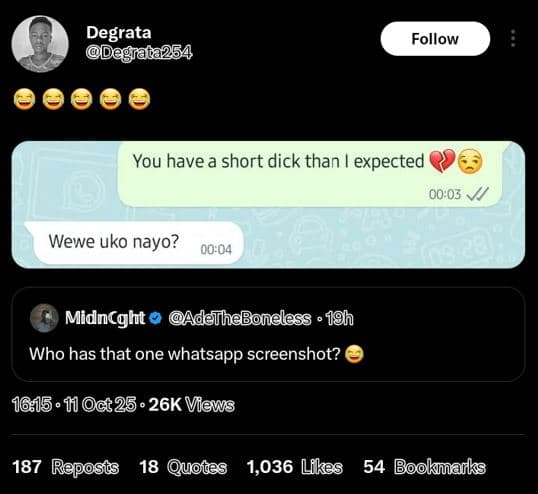 Degrata degrada2254 follow you have a short dick than expected 0003 wewe uko nay