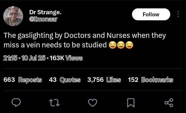 Dr strange. monaar follow the gaslighting by doctors and nurses when they miss a