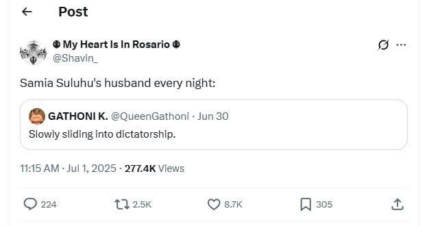 Post my heart is in rosario 0 shavin_ samia suluhu's husband every night gathoni