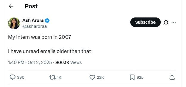 Post ash arora asharoraa subscribe my intern was born in 1have unread emails old