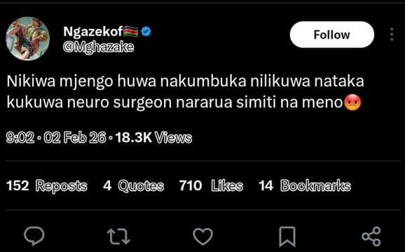 Ngazekof mghazake follow nikiwa mjengo huwa nakumbuka nilikuwa nataka kukuwa neu