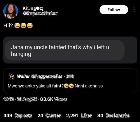 Kiongoz elpparol shakar follow hii? jana my uncle fainted that's why i left u ha