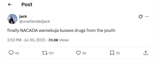 Post jack unattendedjack finally nacada wamekuja kusave drugs from the youth 2.5