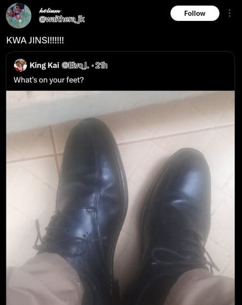 Kolam waidhera fk follow kwa jinsiww! king kai elvol 2h what's on your feet?