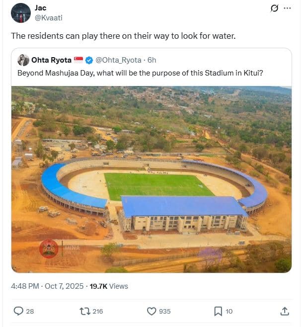 Jac kvaati the residents can play there on their way to look for water. ohta ryo