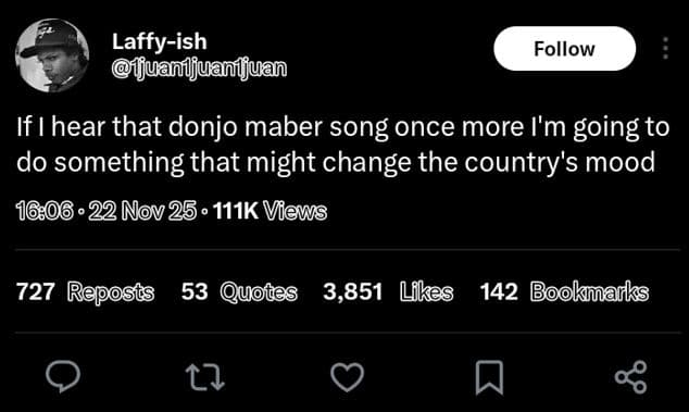 Laffyish íuanijuanijuan follow iflhear that donjo maber song once more i'm going