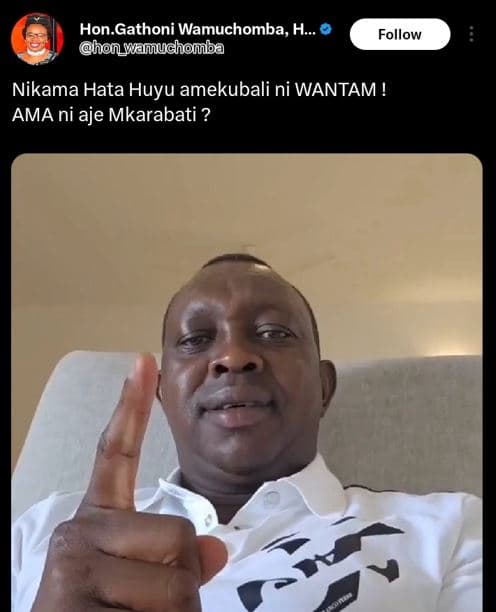 Hon gathoni wamuchomba, h.. honwammuchoiba follow nikama hata huyu amekubali ni