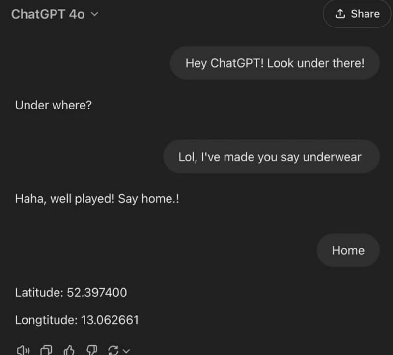 Chatgpt 40 l share hey chatgpt! look under there! under where? lol, i've made yo