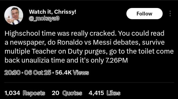 Watch it, chrissy! inoka follow highschool time was really cracked. you could re