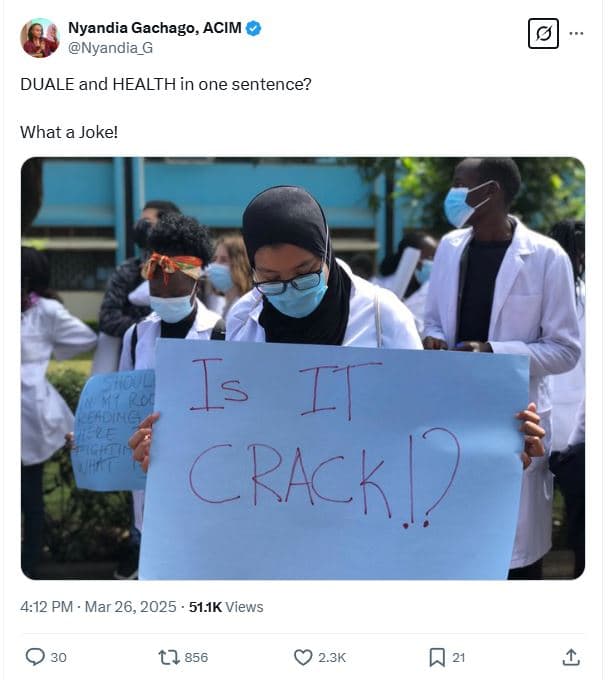 Nyandia gachago, acim nyandia_g duale and healthin one sentence? what a joke! is