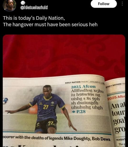 Follow hiatuskaiuki this is today's daily nation the hangover must have been ser