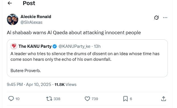 Post aleckie ronald siralexas al shabaab warns al qaeda about attacking innocent