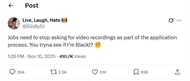 Post live, laugh, hate igobysj jobs need to stop asking for video recordings as