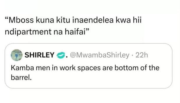 Mboss kuna kitu inaendelea kwa hii ndipartment na haifai shirley mwambashirley 2