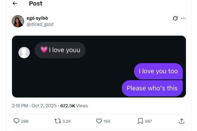 Post egó oyibà diced gold ilove youu love you too please who's this 2.16 pm . oc