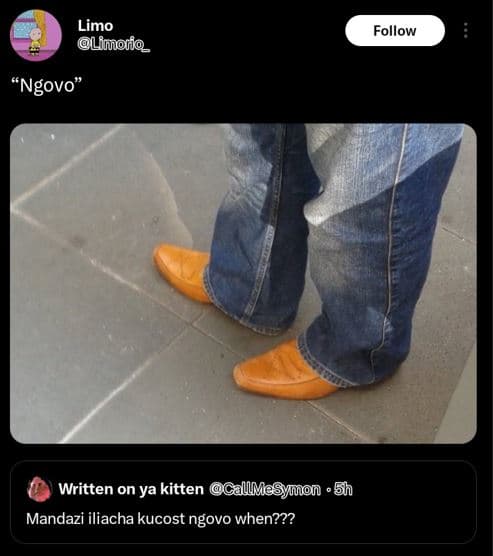 Limo limono follow 'ngovo written on ya kitten gallmasymon 5h mandazi iliacha ku