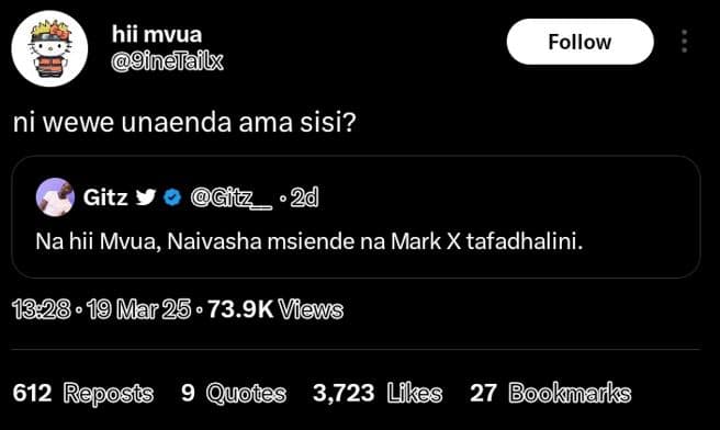 Hii mvua inelailx follow ni wewe unaenda ama sisi? gitz 2d na hii mvua, naivasha