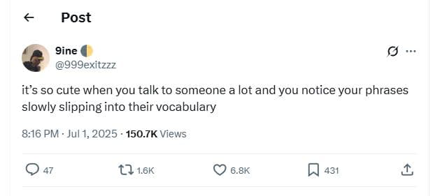 Post gine 999exitzzz its so cute when you talk to someone a lot and you notice y