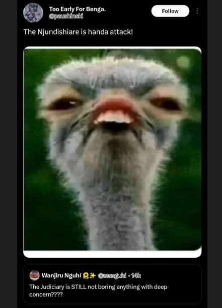 Too early for benga gmaushins follow the njundishiare is handa attack! wanjiru n