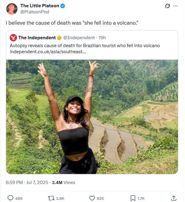 The little platoon platoonpod believe the cause of death was she fell into a vol