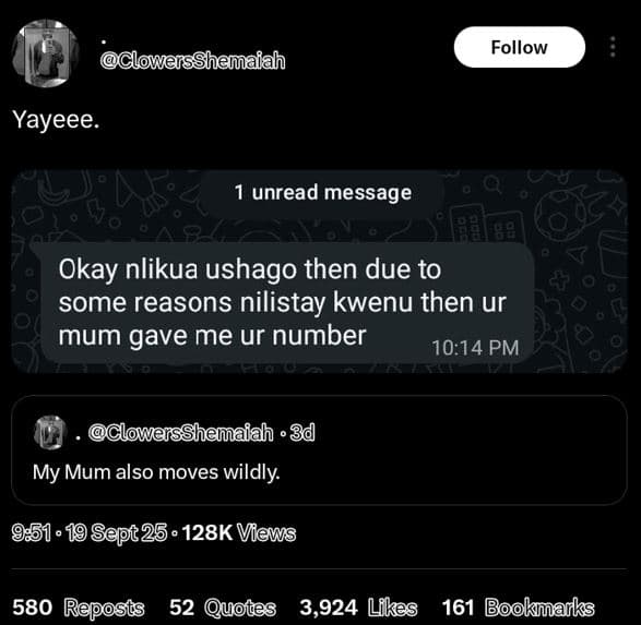 Follow clowersshemaiah yayeee_ 1 unread message okay nlikua ushago then due to s