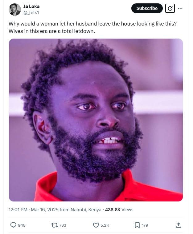 Ja loka _felsi subscribe why would a woman let her husband leave the house looki