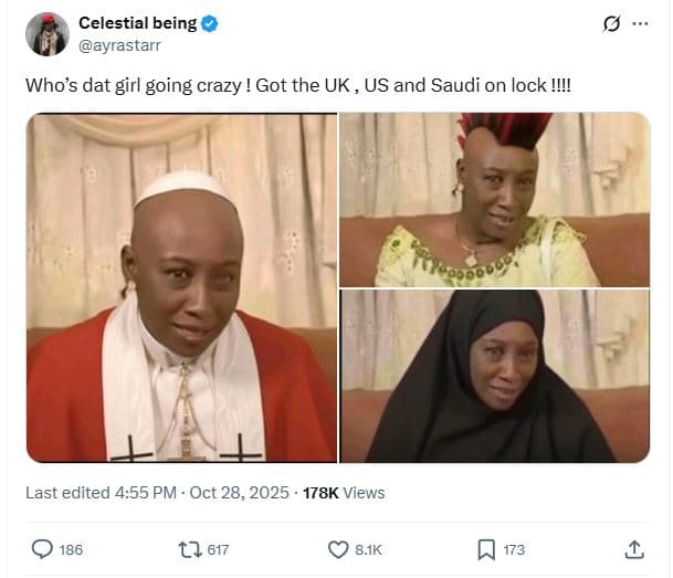 Celestial ibeing ayrastarr who's dat girl going crazy got the uk , us and saudi