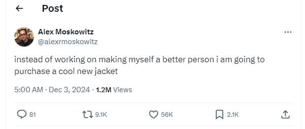 Post alex moskowitz lexrmoskowitz instead of working on making myself a better p