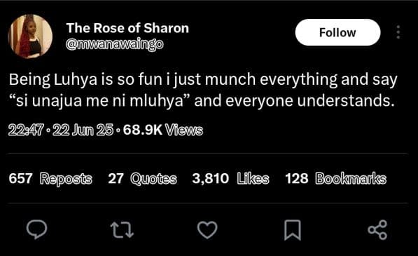 The rose of sharon mwlanawaingo follow being luhya is so fun i just munch everyt