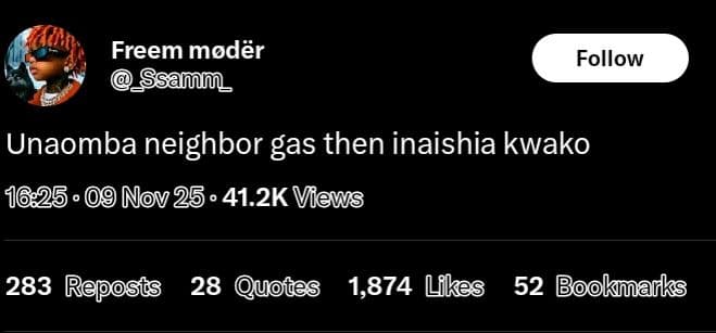 Freem modër ssa follow unaomba neighbor gas then inaishia kwako . nov 25 41.2k v