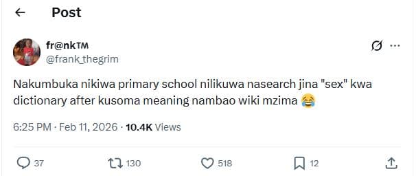 Post frnktm frank_thegrim nakumbuka nikiwa primary school nilikuwa nasearch jina