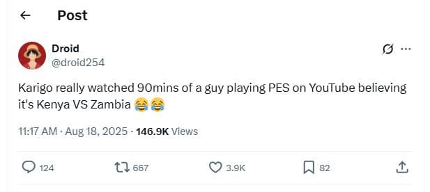 Post droid droid254 karigo really watched 9omins of a guy playing pes on youtube