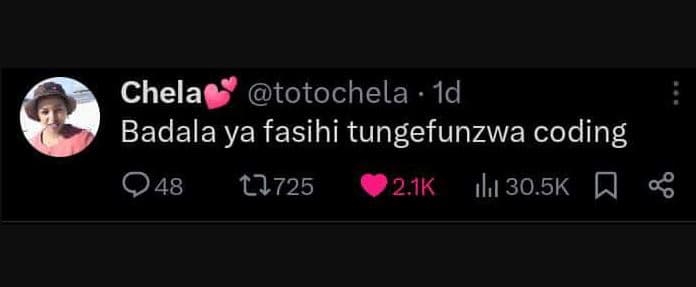 Chela totochela 1d badala ya fasihi tungefunzwa coding 048 2.1k ılu 30.5k 98