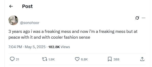 Post sonohoor 3 years ago was freaking mess and now im a freaking mess but at pe